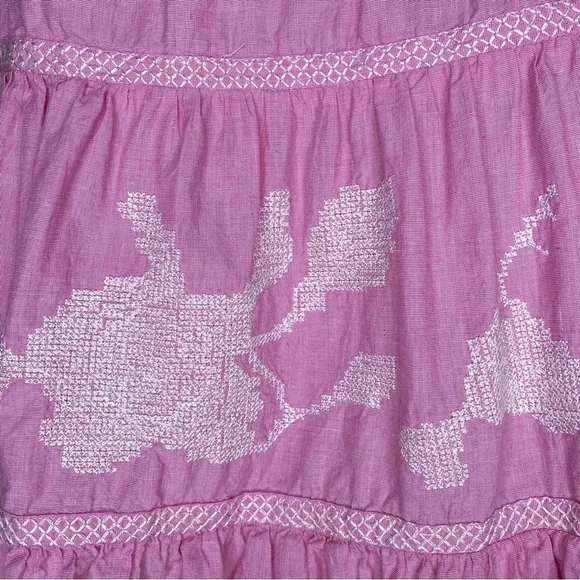 Rose and Rose Snaresbrook Pink Embroidered Floral Tunic Tassels Dress Size S - Picture 12 of 16